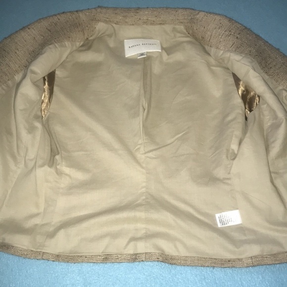 BANANA REPUBLIC linen wool blend cropped tweed blazer jacket petite NEW size XS - Picture 3 of 11